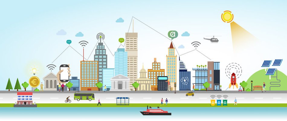 Illustrated view of a smart city